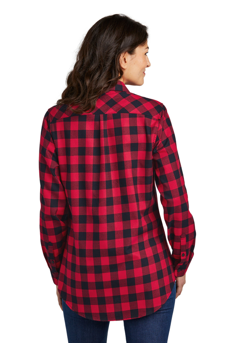 Port Authority Women's Plaid Flannel Tunic - Red/ Black Buffalo Check