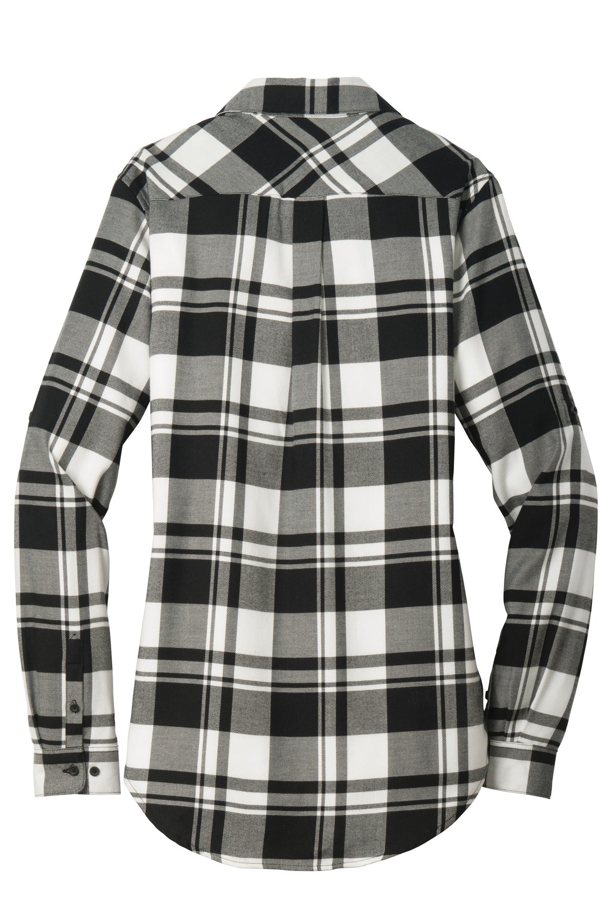 Port Authority Women's Plaid Flannel Tunic - Snow White/ Black