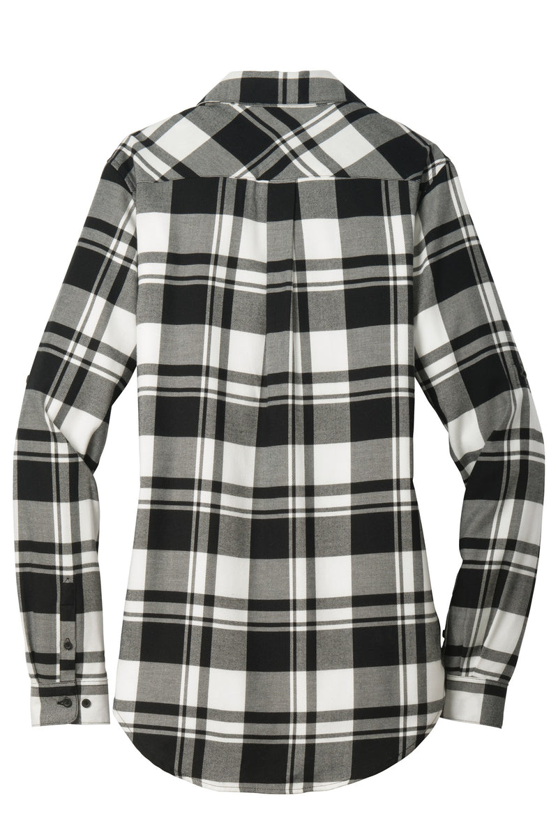 Port Authority Women's Plaid Flannel Tunic - Snow White/ Black