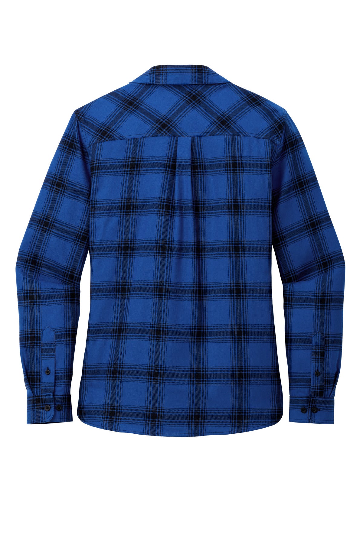 Port Authority Women's Plaid Flannel Shirt - Royal/ Black Open Plaid
