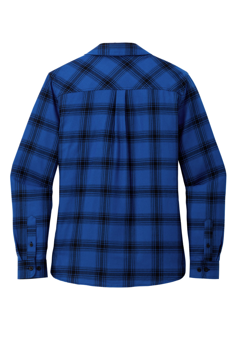 Port Authority Women's Plaid Flannel Shirt - Royal/ Black Open Plaid