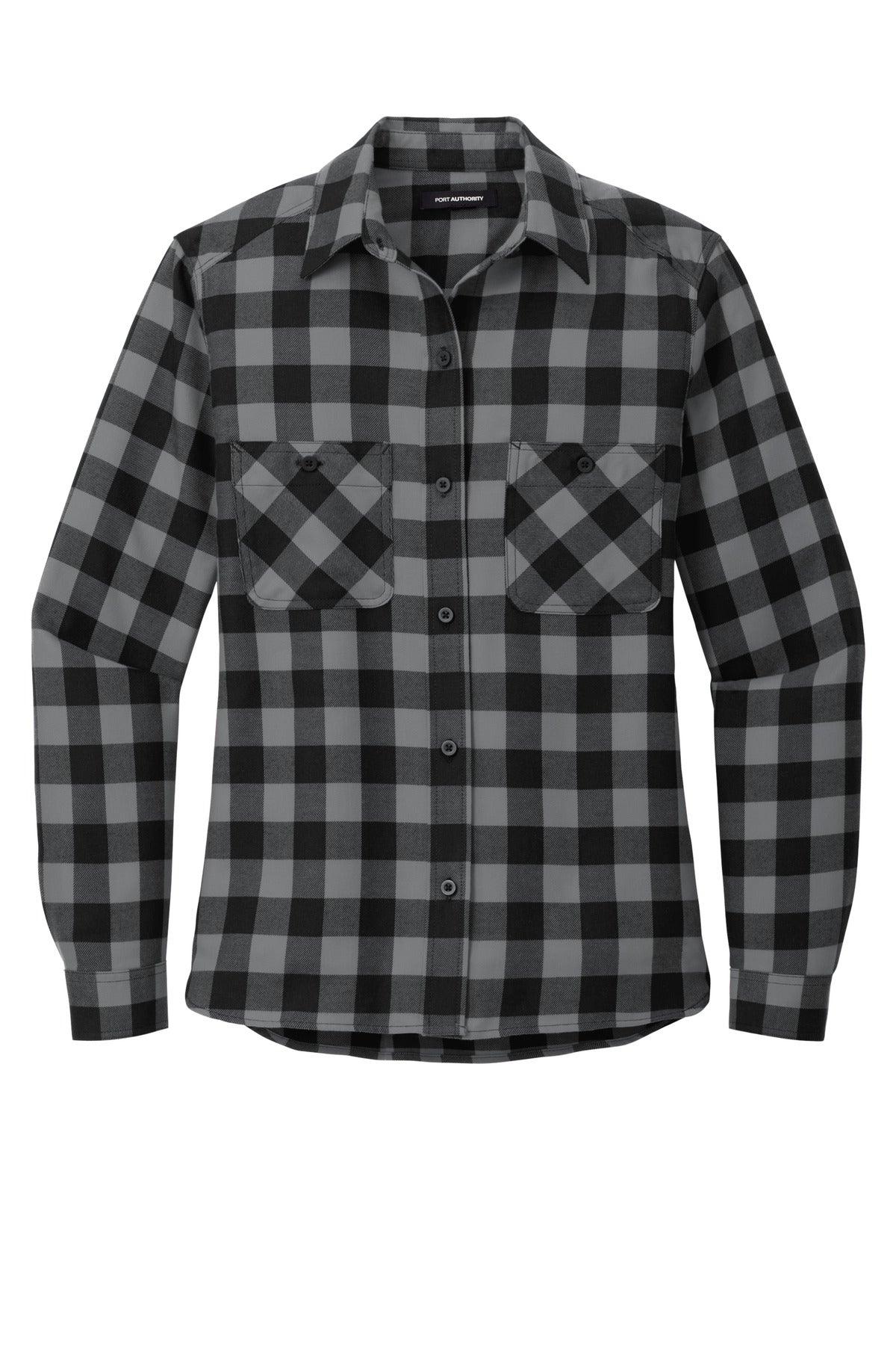 Port Authority Women's Plaid Flannel Shirt - Grey/ Black Buffalo Check