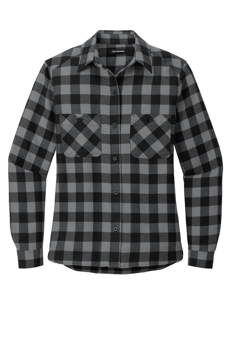 Port Authority Women's Plaid Flannel Shirt - Grey/ Black Buffalo Check