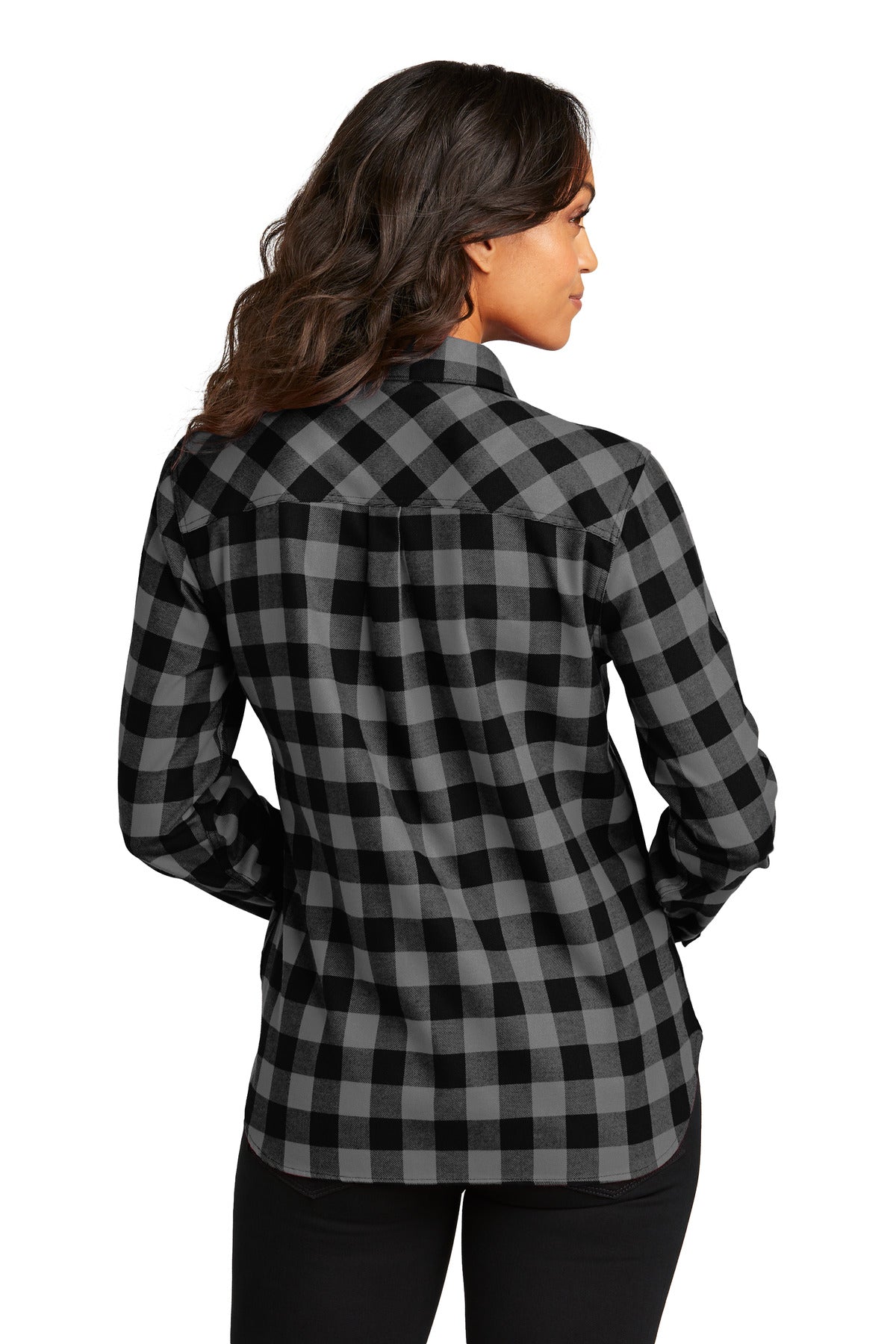 Port Authority Women's Plaid Flannel Shirt - Grey/ Black Buffalo Check
