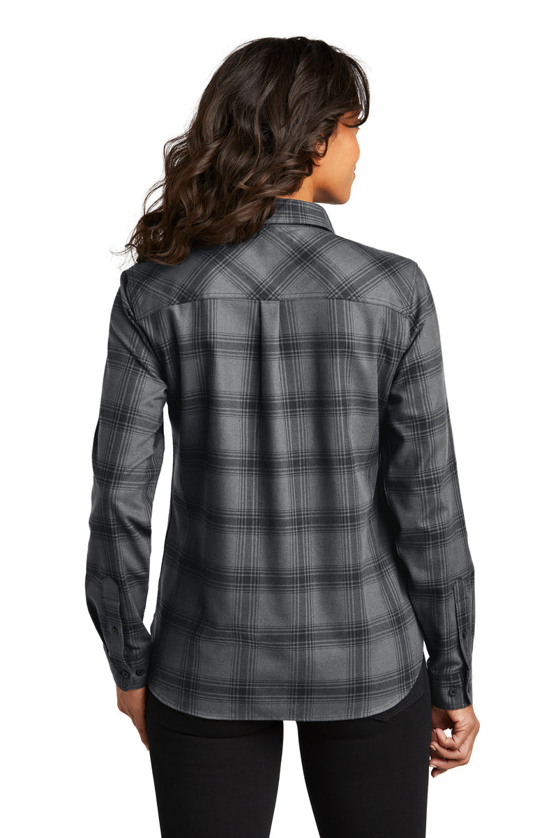 Port Authority Women's Plaid Flannel Shirt - Grey/ Black Open Plaid