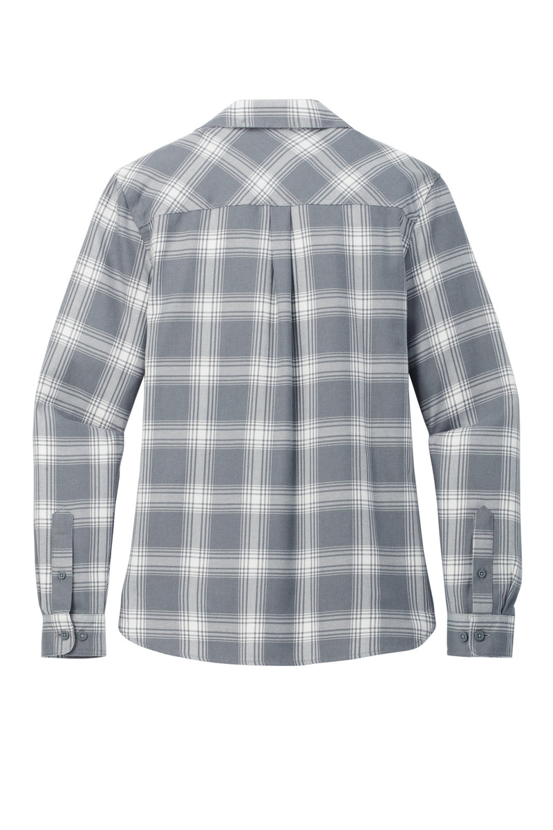 Port Authority Women's Plaid Flannel Shirt - Grey/ Cream Open Plaid