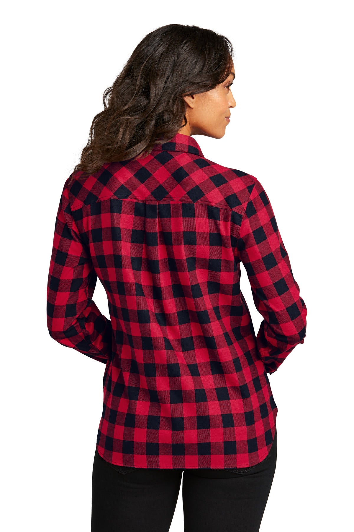 Port Authority Women's Plaid Flannel Shirt - Red/ Black Buffalo Check