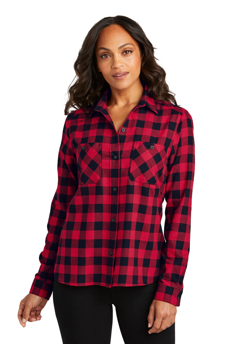 Port Authority Women's Plaid Flannel Shirt - Red/ Black Buffalo Check