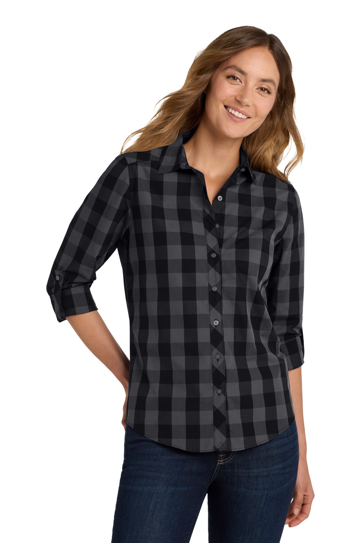 Port Authority Women's Everyday Plaid Shirt - Black