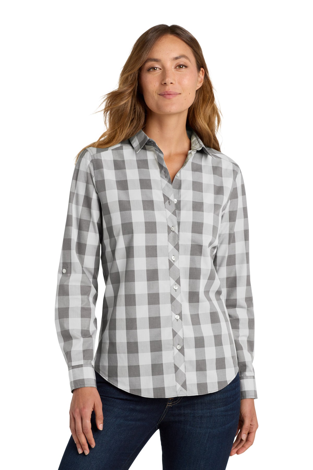 Port Authority Women's Everyday Plaid Shirt - Shadow Grey