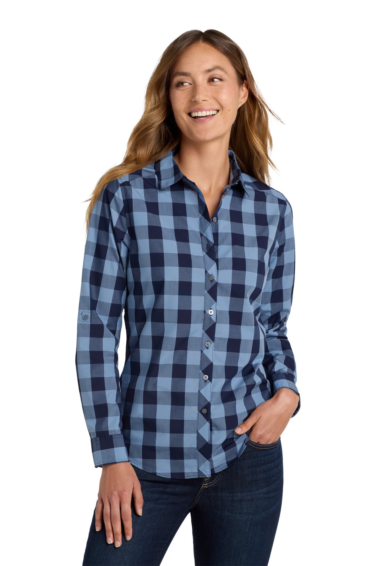 Port Authority Women's Everyday Plaid Shirt - True Navy