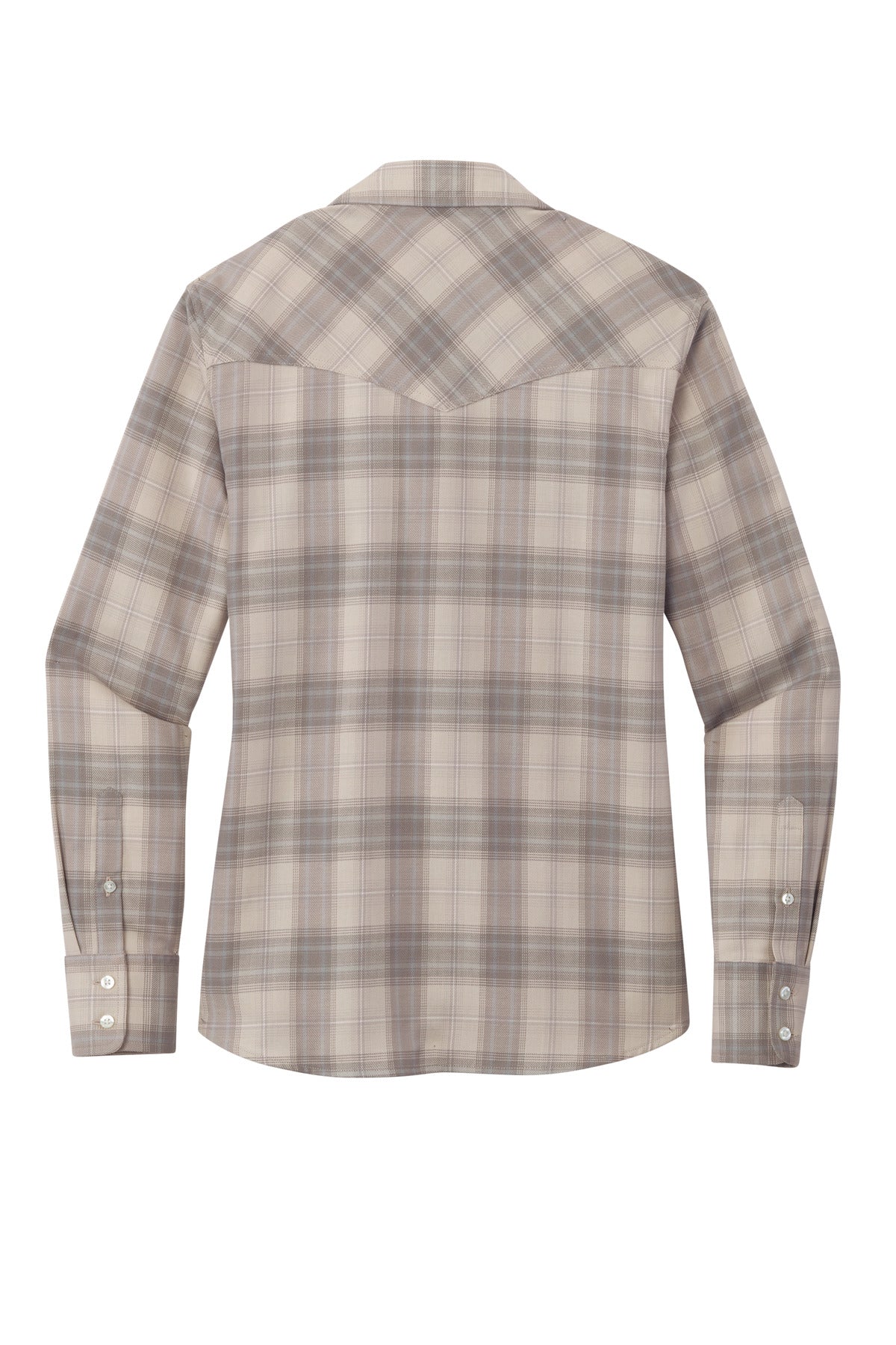 Port Authority Women's Long Sleeve Ombre Plaid Shirt - Frost Grey