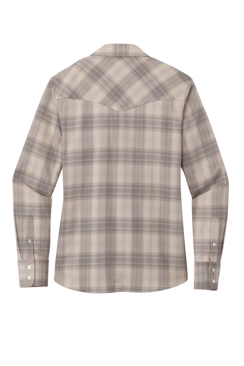 Port Authority Women's Long Sleeve Ombre Plaid Shirt - Frost Grey