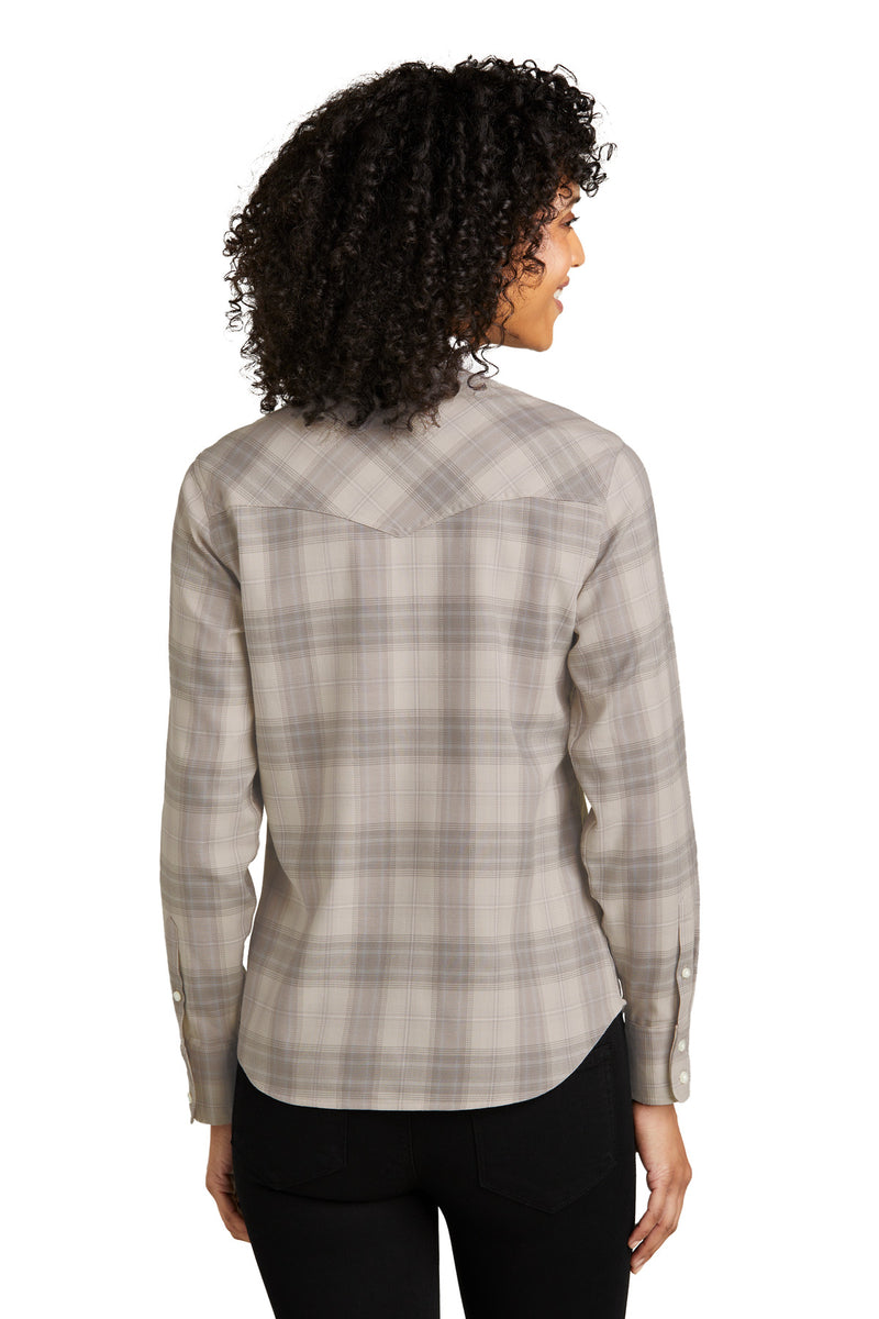Port Authority Women's Long Sleeve Ombre Plaid Shirt - Frost Grey