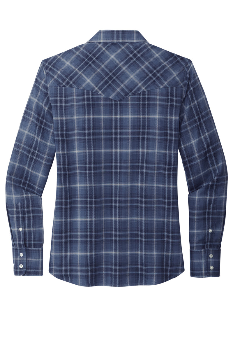 Port Authority Women's Long Sleeve Ombre Plaid Shirt - True Navy