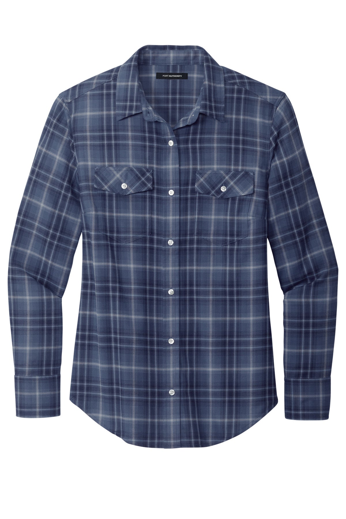 Port Authority Women's Long Sleeve Ombre Plaid Shirt - True Navy