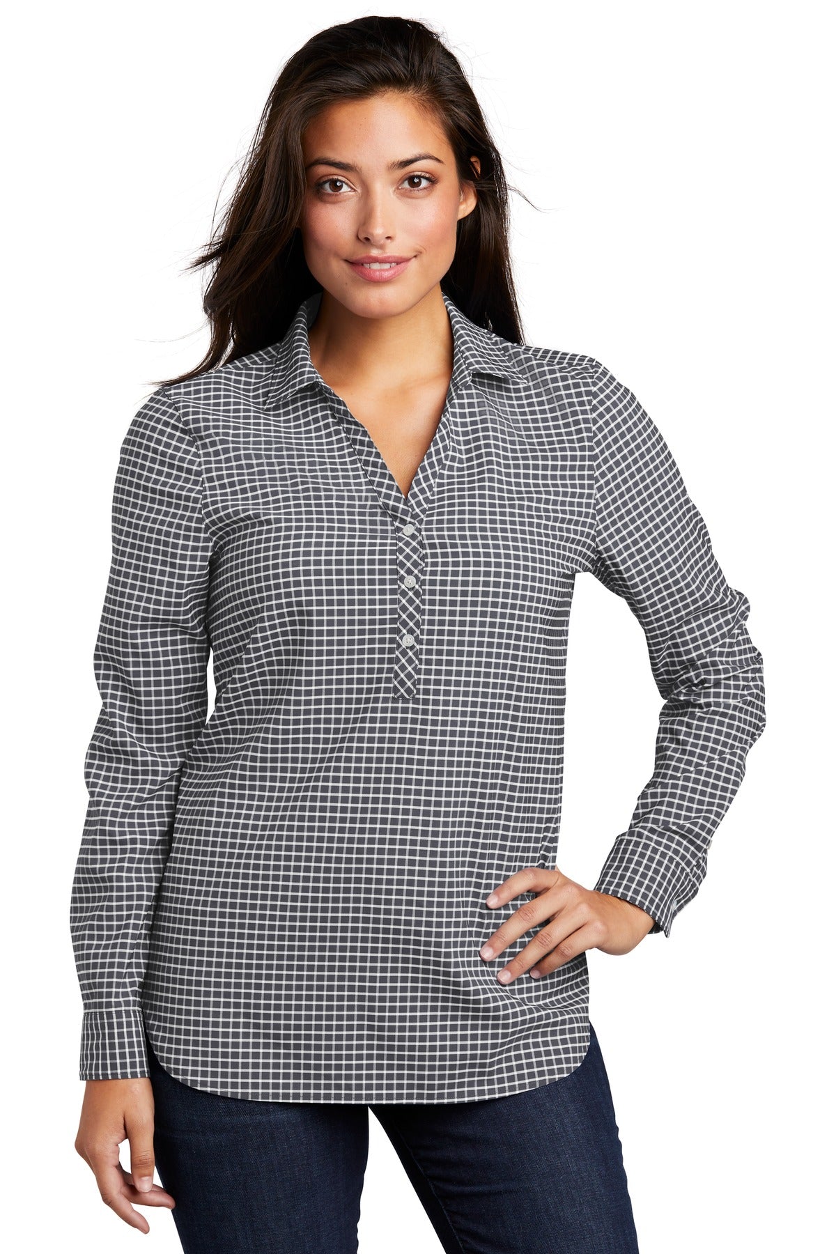 Port Authority  Ladies City Stretch Tunic - Graphite/ White