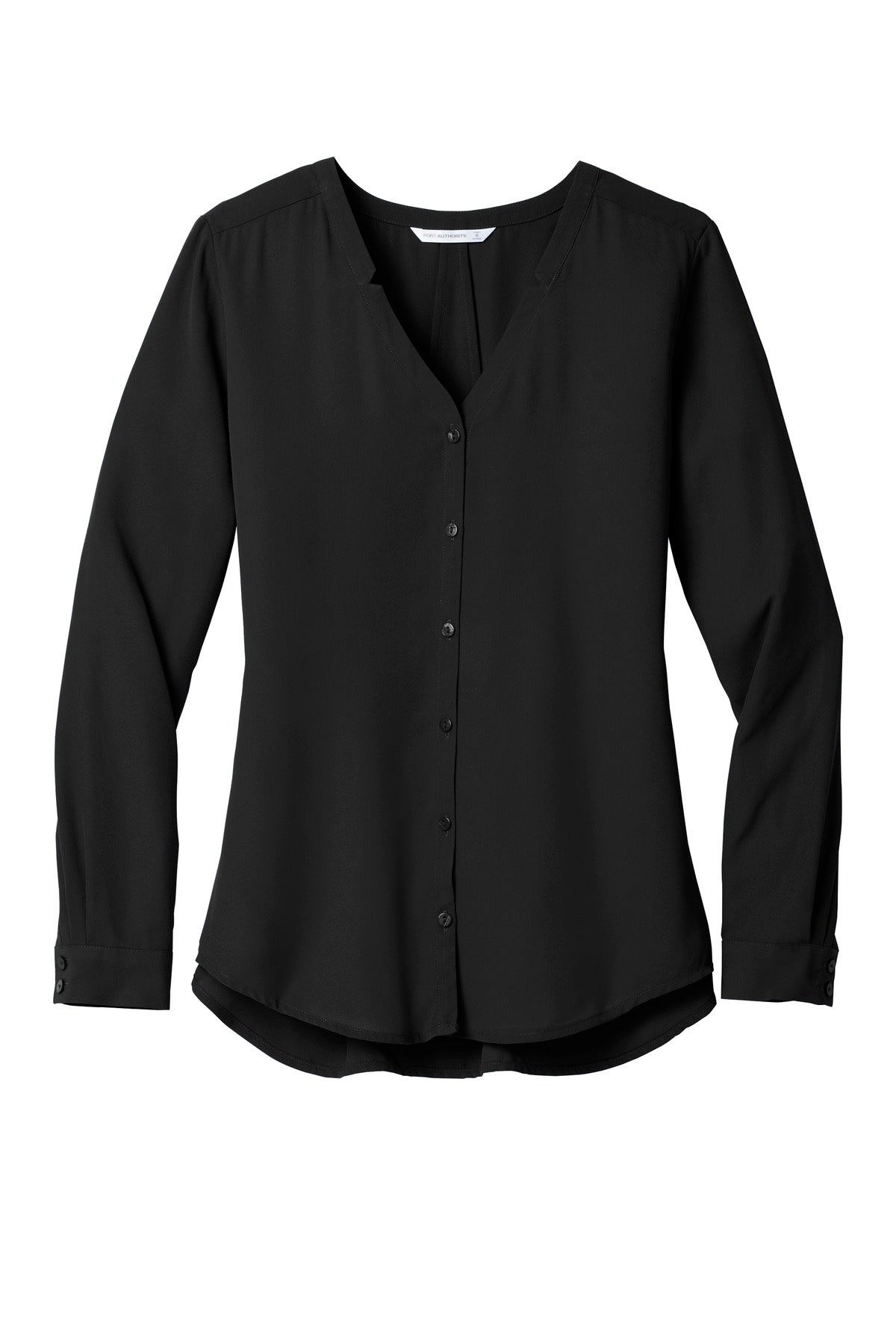 Port Authority Women's Long Sleeve Button-Front Blouse - Black