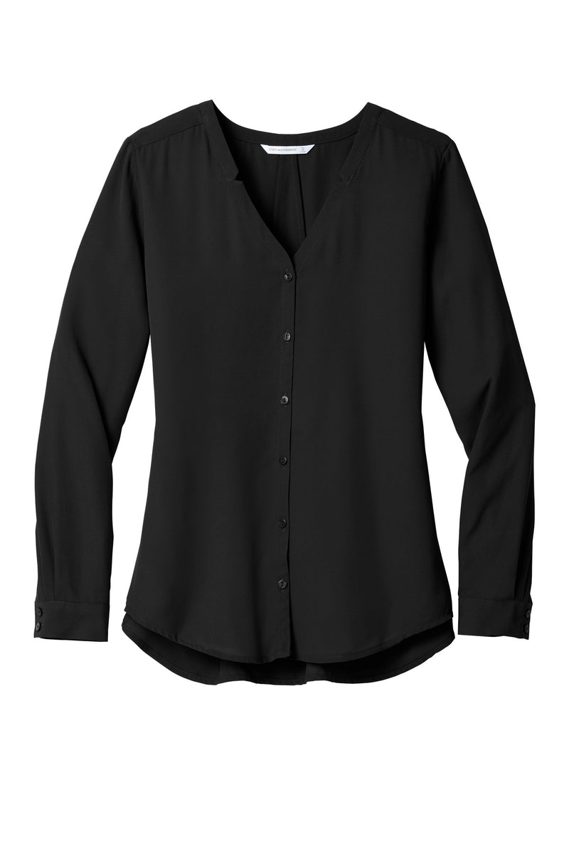 Port Authority Women's Long Sleeve Button-Front Blouse - Black