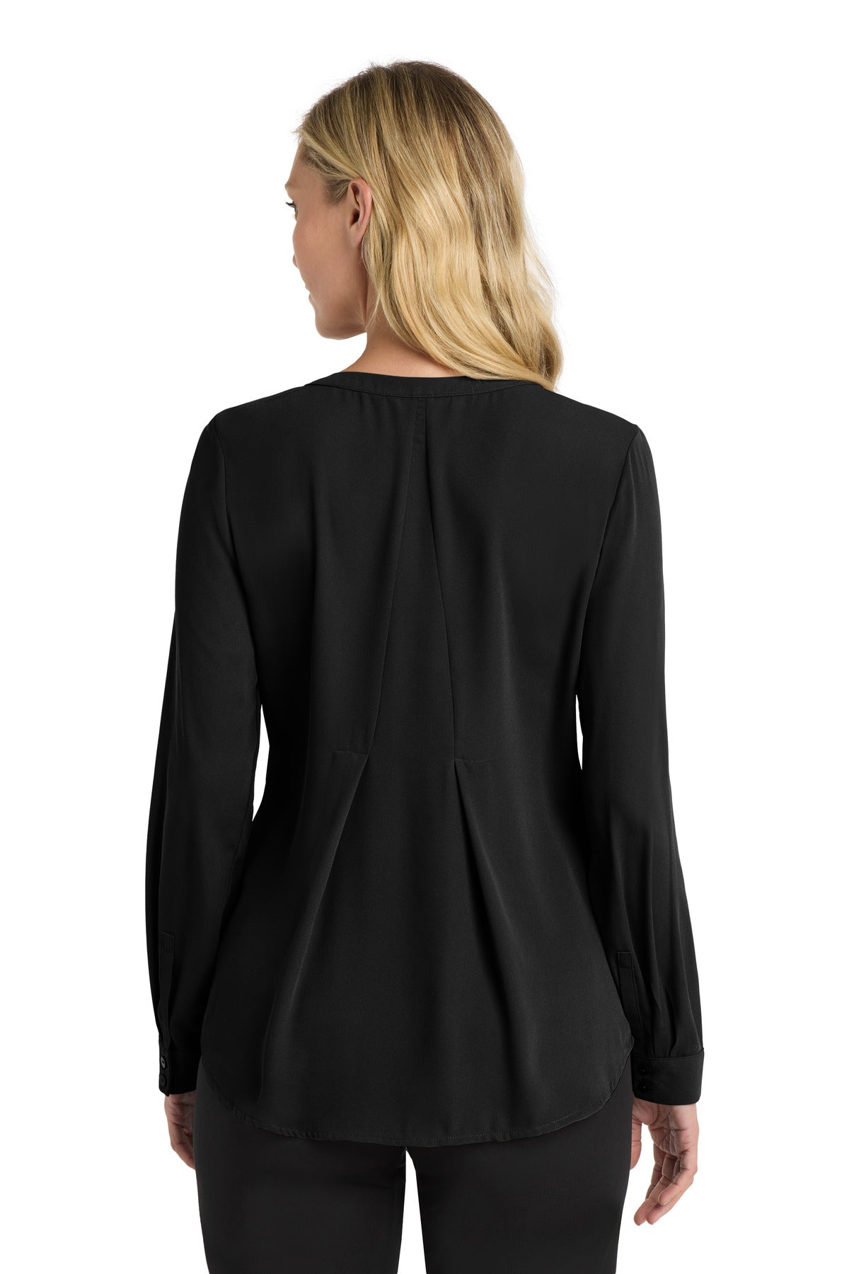 Port Authority Women's Long Sleeve Button-Front Blouse - Black
