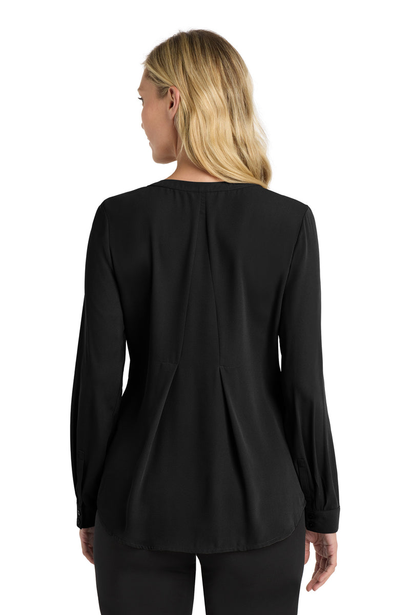 Port Authority Women's Long Sleeve Button-Front Blouse - Black