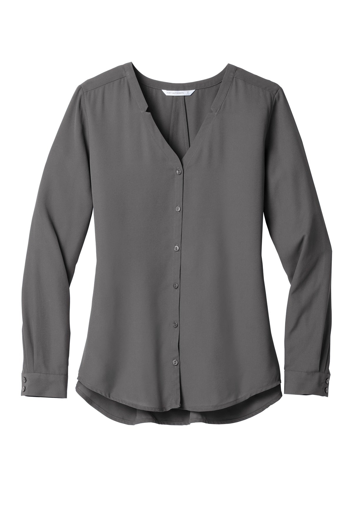 Port Authority Women's Long Sleeve Button-Front Blouse - Sterling Grey
