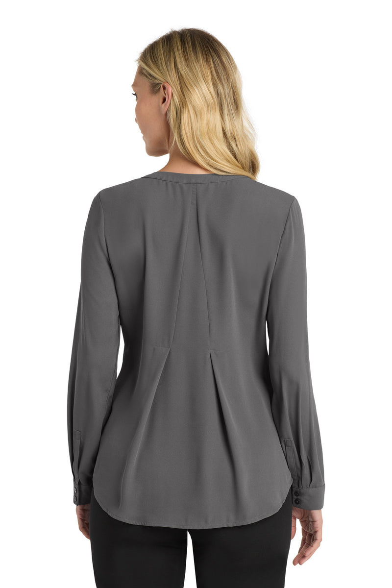Port Authority Women's Long Sleeve Button-Front Blouse - Sterling Grey