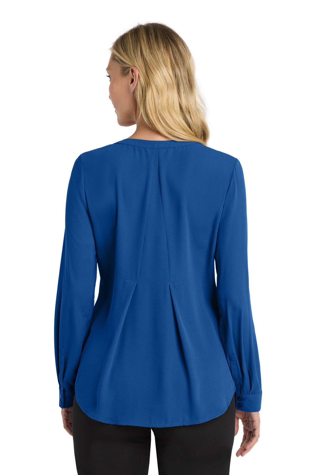 Port Authority Women's Long Sleeve Button-Front Blouse - True Blue