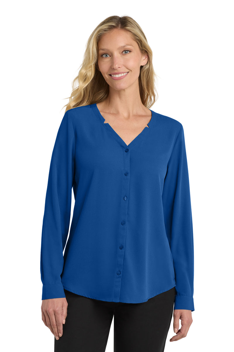 Port Authority Women's Long Sleeve Button-Front Blouse - True Blue
