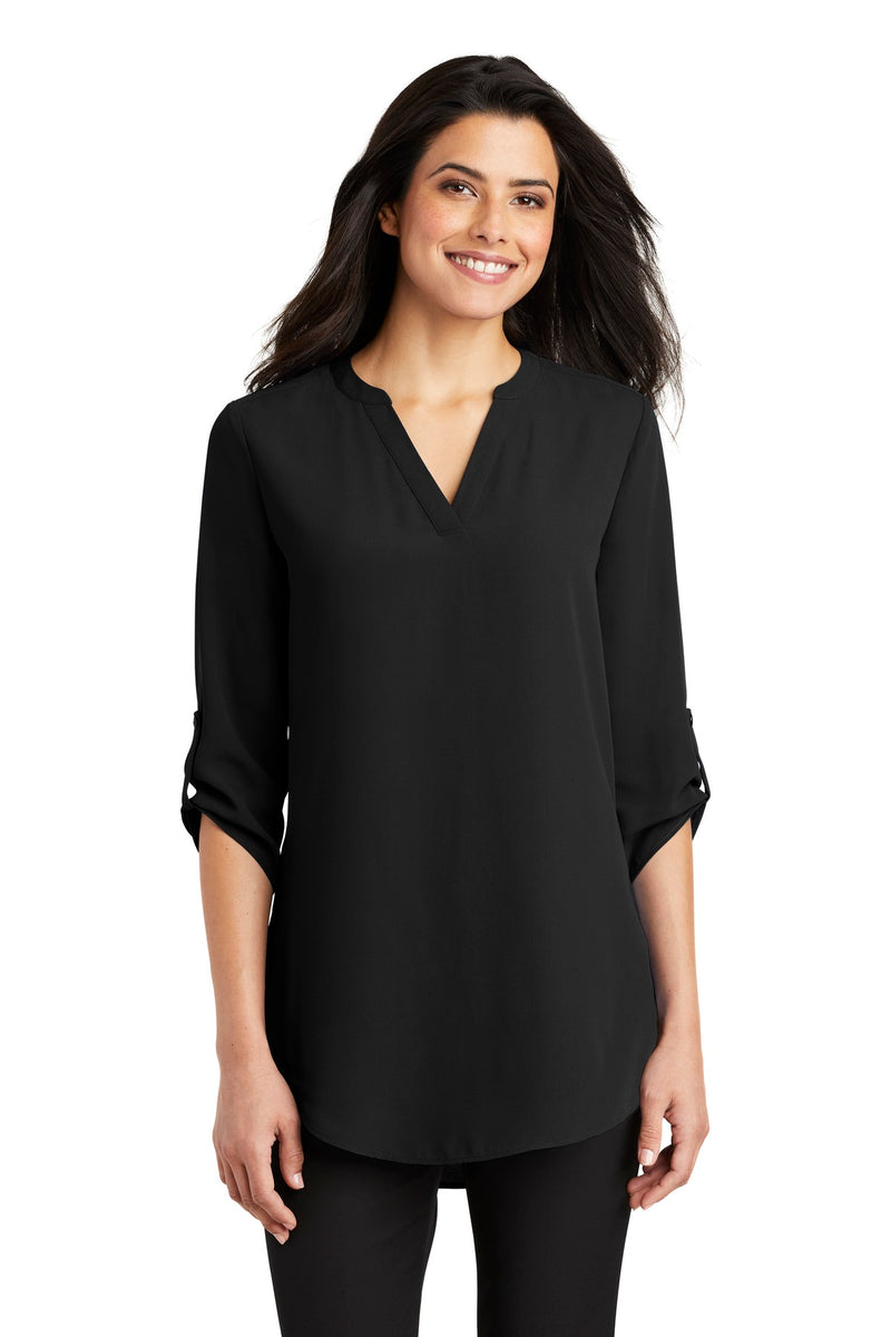 Port Authority Women's 3/4-Sleeve Tunic Blouse - Black