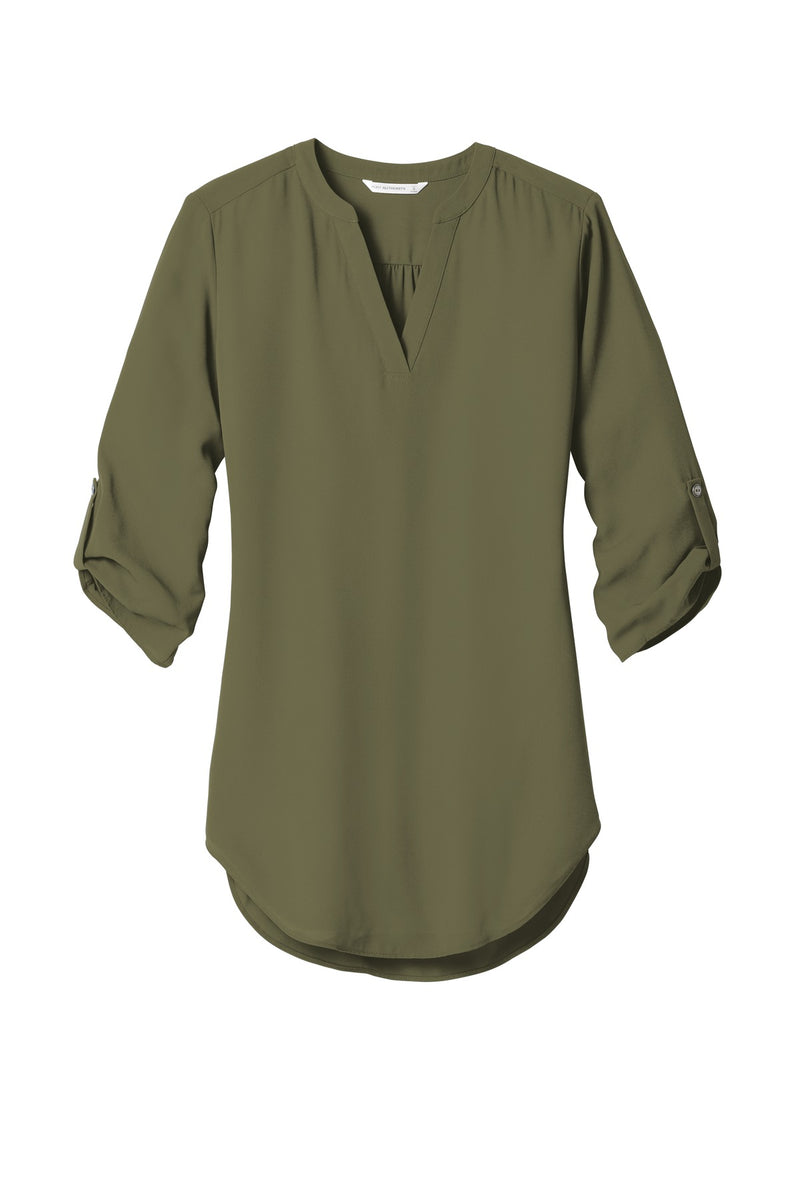 Port Authority Women's 3/4-Sleeve Tunic Blouse - Deep Olive
