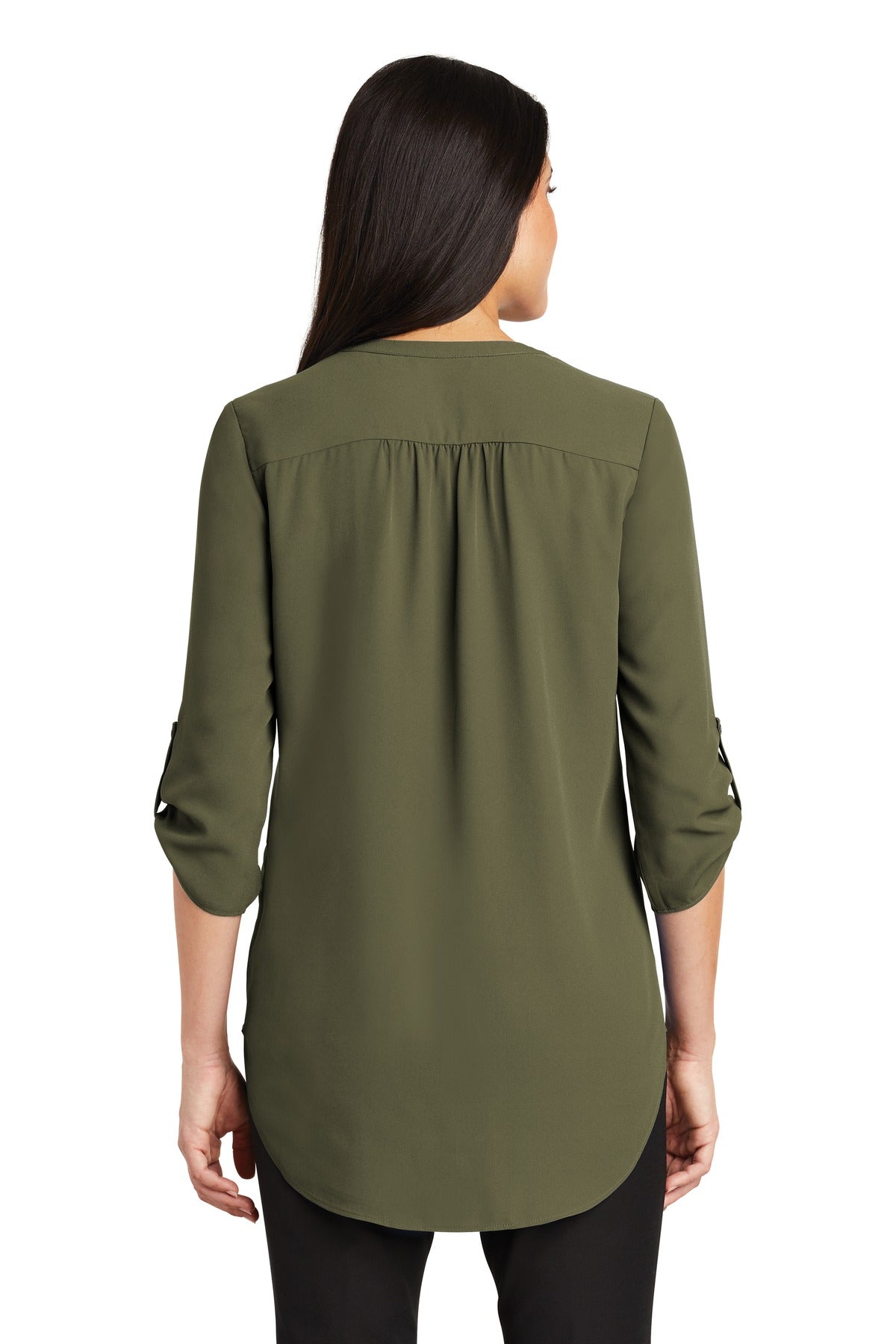 Port Authority Women's 3/4-Sleeve Tunic Blouse - Deep Olive