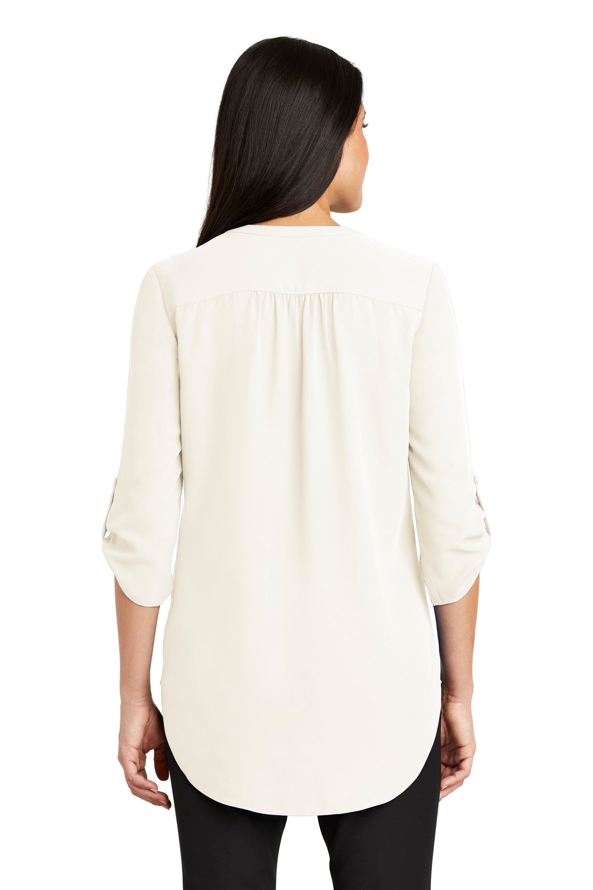 Port Authority Women's 3/4-Sleeve Tunic Blouse - Ivory Chiffon