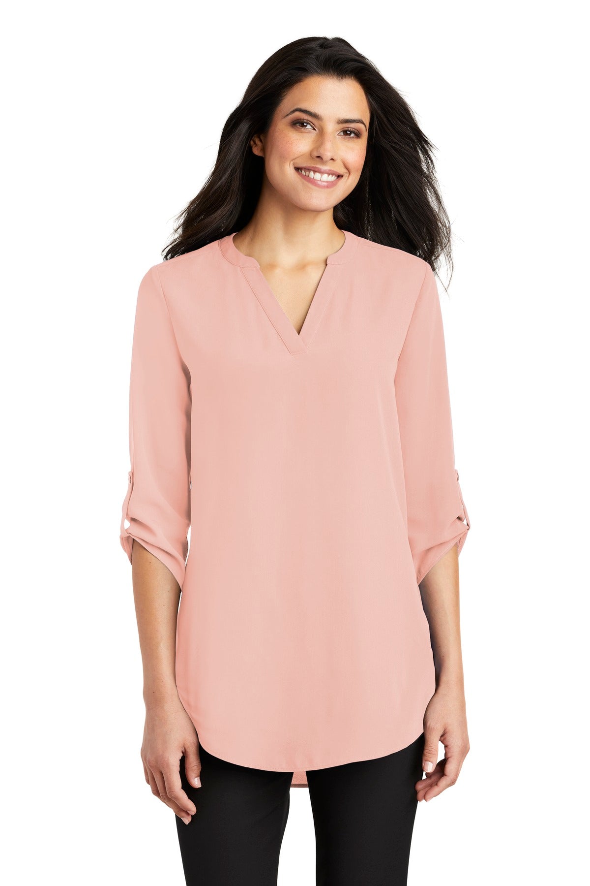 Port Authority Women's 3/4-Sleeve Tunic Blouse - Rose Quartz