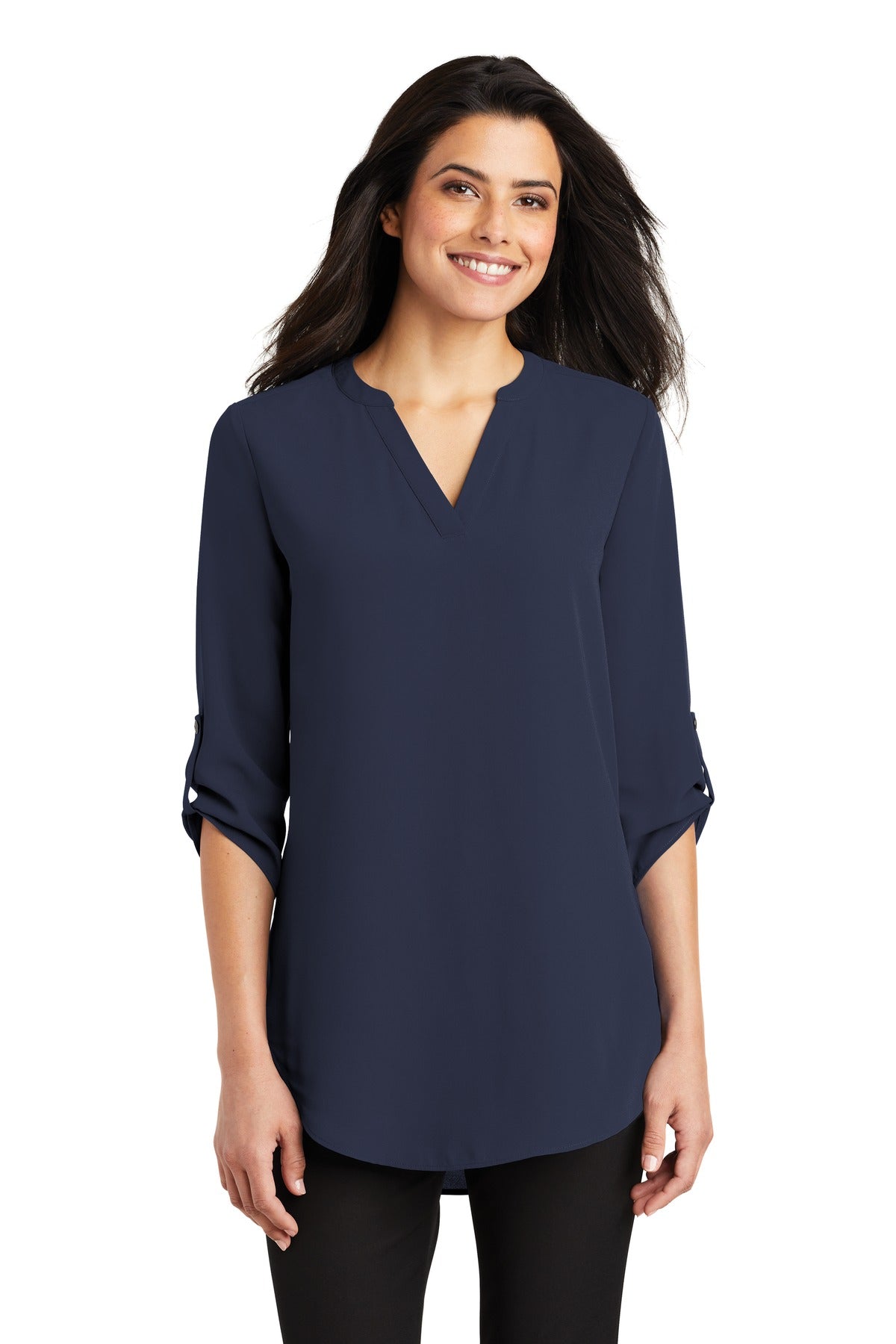 Port Authority Women's 3/4-Sleeve Tunic Blouse - True Navy