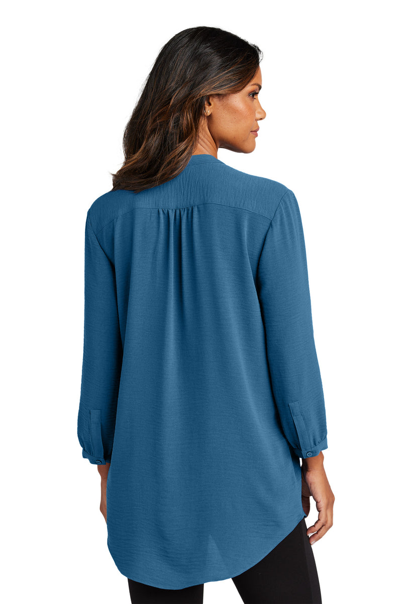 Port Authority Women's 3/4-Sleeve Textured Crepe Tunic - Aegean Blue