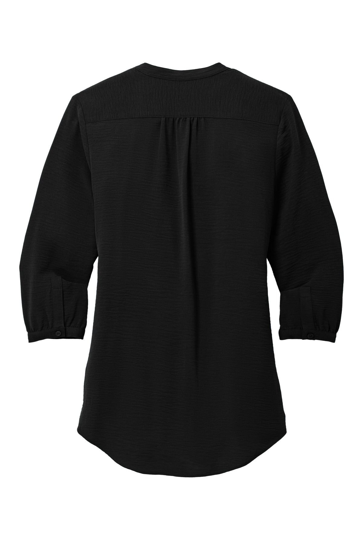 Port Authority Women's 3/4-Sleeve Textured Crepe Tunic - Deep Black
