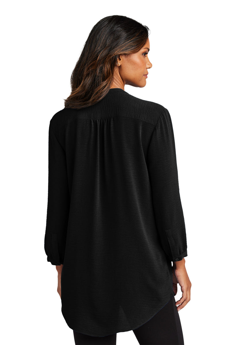 Port Authority Women's 3/4-Sleeve Textured Crepe Tunic - Deep Black