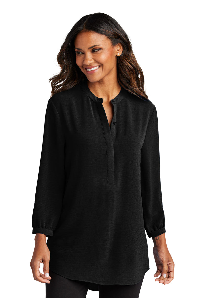 Port Authority Women's 3/4-Sleeve Textured Crepe Tunic - Deep Black