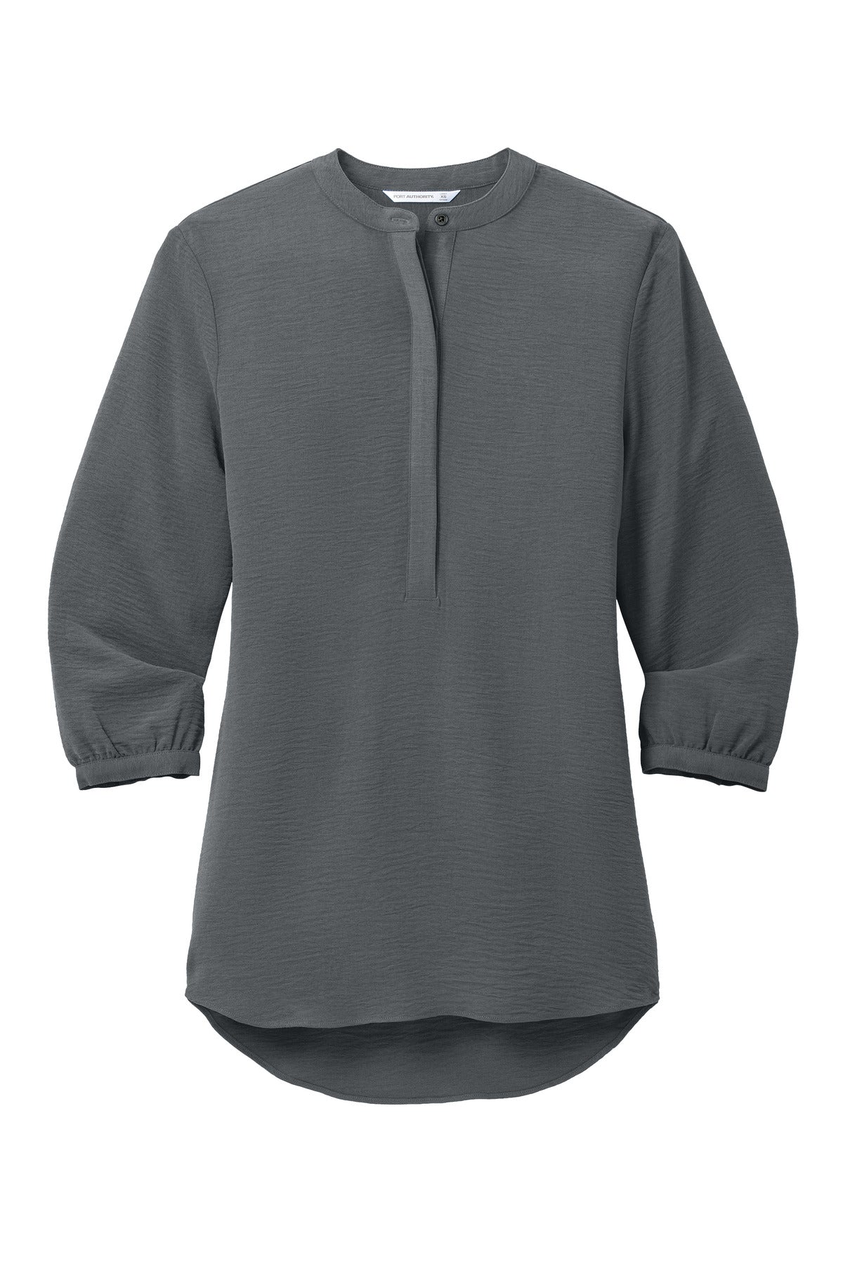 Port Authority Women's 3/4-Sleeve Textured Crepe Tunic - Graphite