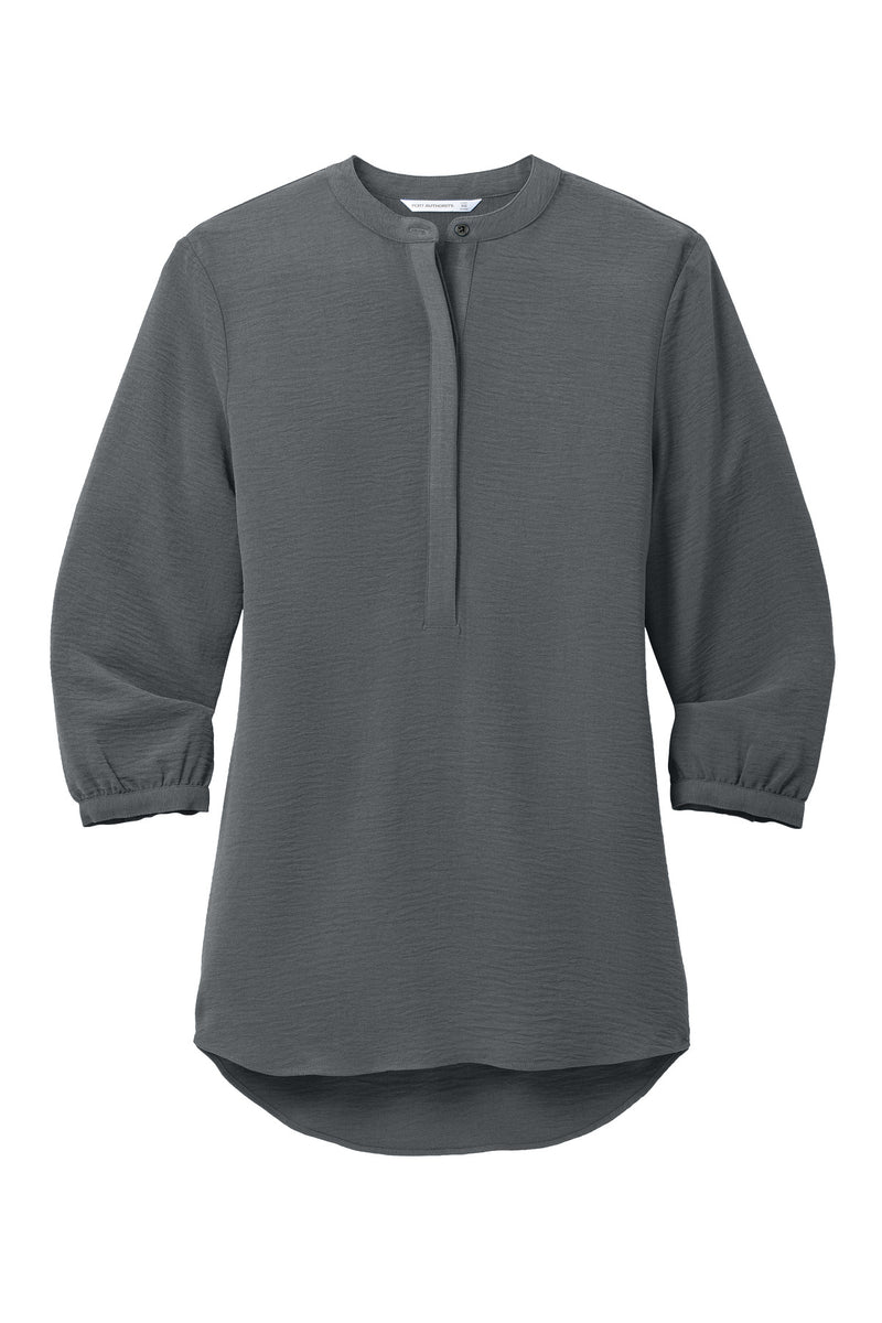 Port Authority Women's 3/4-Sleeve Textured Crepe Tunic - Graphite