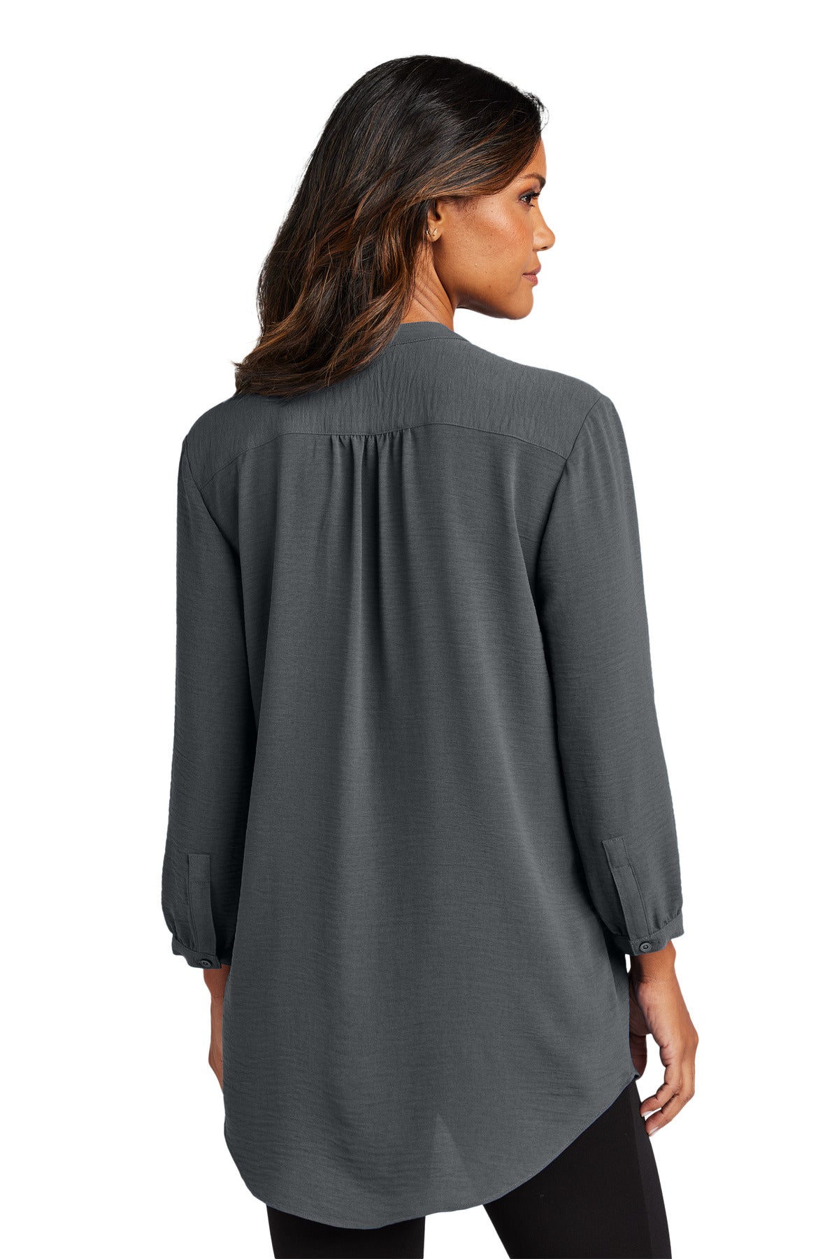 Port Authority Women's 3/4-Sleeve Textured Crepe Tunic - Graphite