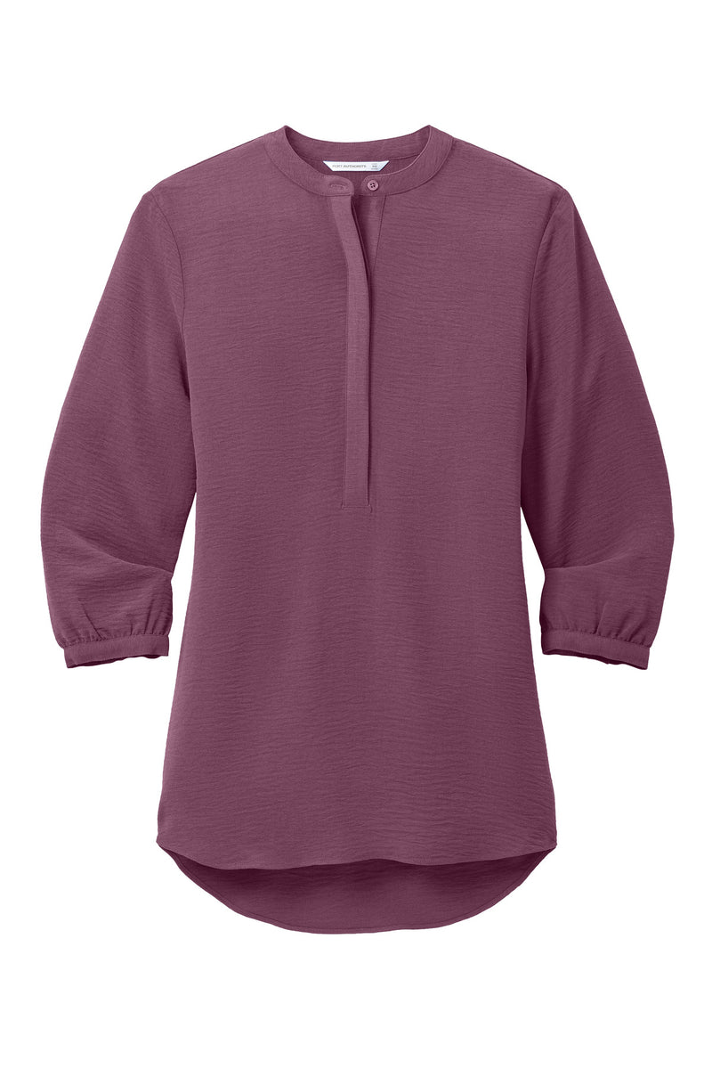 Port Authority Women's 3/4-Sleeve Textured Crepe Tunic - Purple Mist
