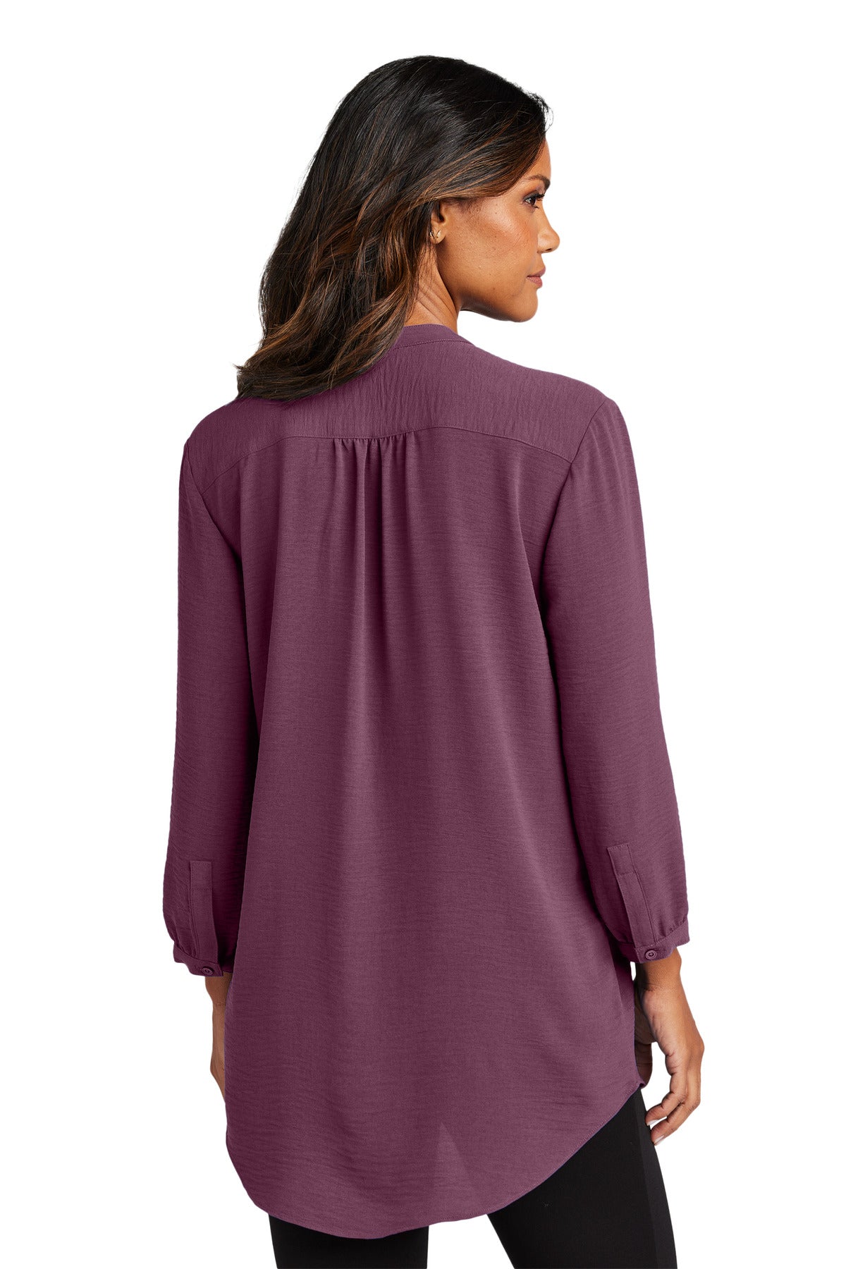 Port Authority Women's 3/4-Sleeve Textured Crepe Tunic - Purple Mist