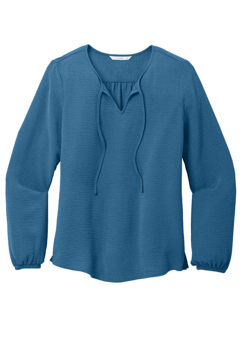 Port Authority Women's Textured Crepe Blouse - Aegean Blue