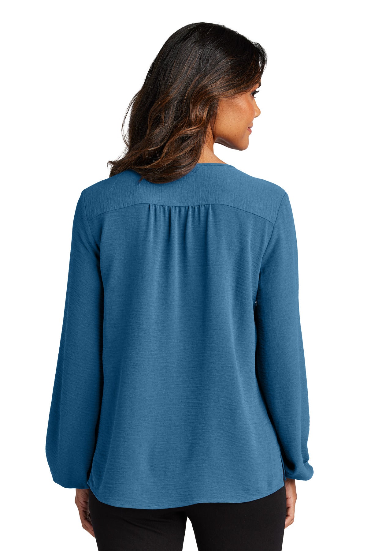Port Authority Women's Textured Crepe Blouse - Aegean Blue