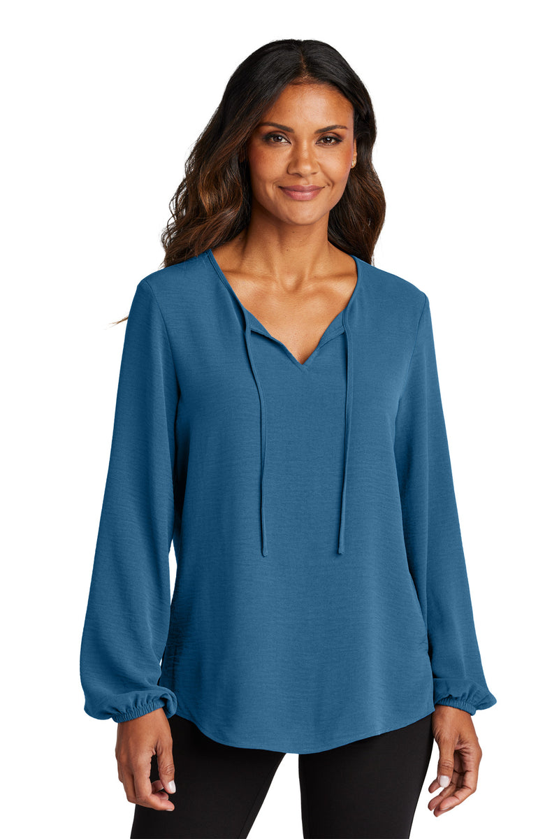 Port Authority Women's Textured Crepe Blouse - Aegean Blue