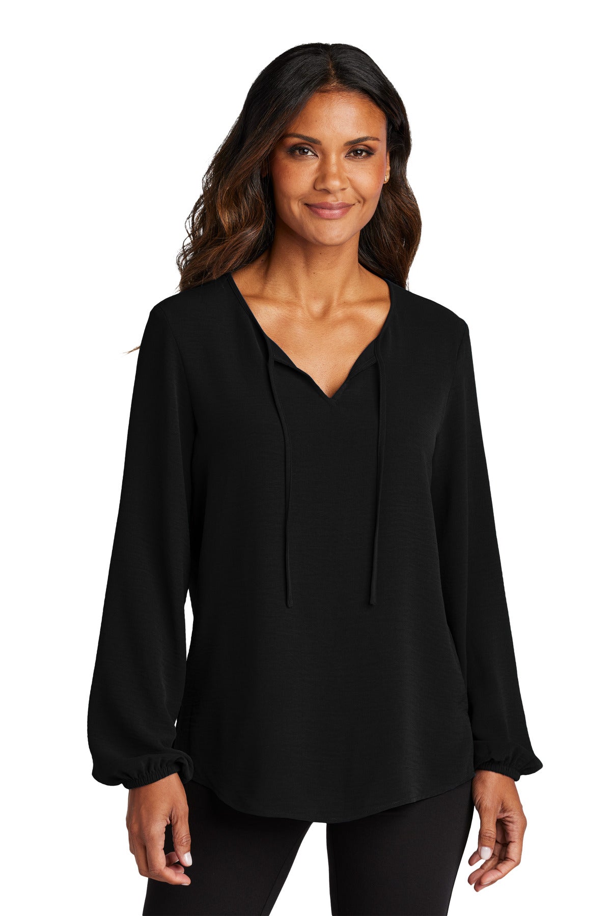 Port Authority Women's Textured Crepe Blouse - Deep Black