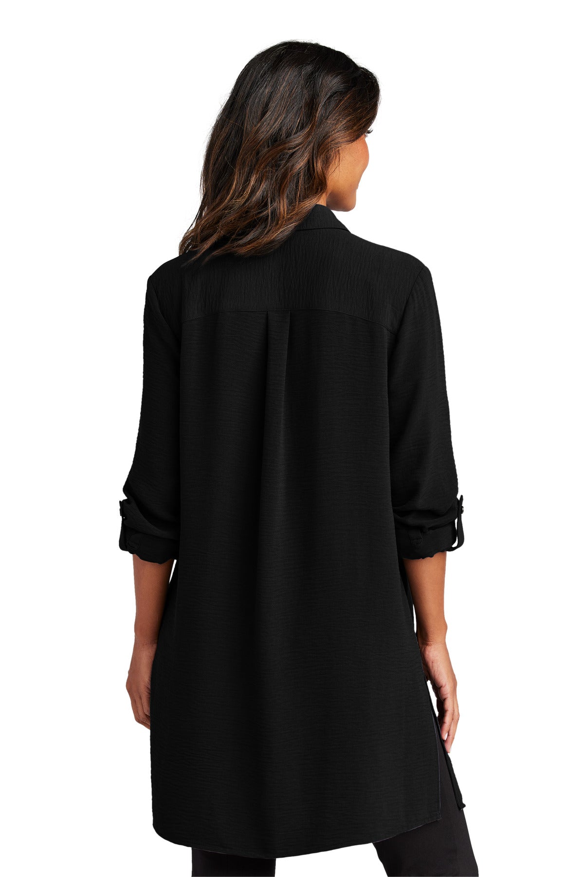 Port Authority Women's Textured Crepe Long Tunic - Deep Black