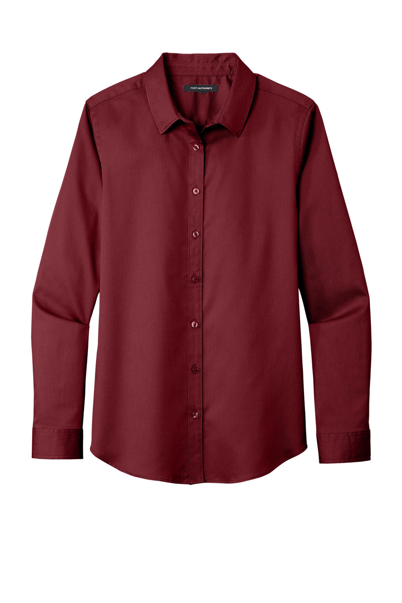 Port Authority Women's Long Sleeve SuperPro ReactTwill Shirt - Burgundy
